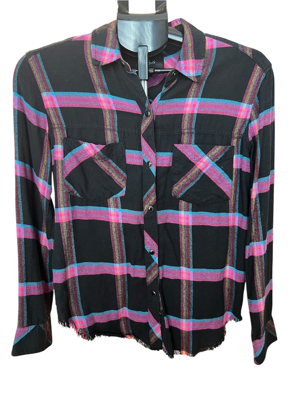 Rails Women’s Black and Multicolor Pearl Snap Button Down - XS